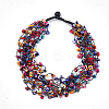 Shell Beaded Multi-strand Necklaces NJEW-S414-55-1