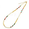 Glass Seed Beads & Brass & Imitation Pearl Christmas Beaded Necklaces Unique Design Accessory TR4259-1-1