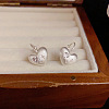 Heart Brass Micro Pave Clear Cubic Zirconia Leverback Earrings FS-WGB29CA-01-5