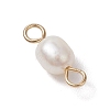 Natural Freshwater Pearl Potato Connector Charms PALLOY-JF03201-01-4