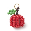 Handmade Glass Seed Beaded Apple Pendants PALLOY-MZ00483-2