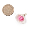 Clam Shell & Glass Seed Beaded Pendants PALLOY-MZ00526-03-2