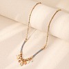 Boho 304 Stainless Steel Oval Coin Tassel & Plastic Pearl Pendant Cotton Cord Necklaces for Women WG94FE8-03-1