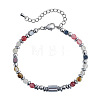 Synthetic Watermelon Stone Glass & Stainless Steel Beaded Bracelets for Women ID8226-7-1