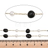 Natural Obsidian Nuggets & 316 Stainless Steel Handmade Link Chains CHS-K021-14G-02-3