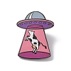 Space Ship with Cow Alloy Enamel Pin Brooch JEWB-R268-04-1