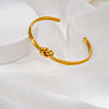 Geometric C-Shaped Double Layer Adjustable 304 Stainless Steel Twisted Knot Cuff Bangles for Women FB2963-5