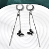 304 Stainless Steel Enamel Butterfly Tassel Hoop Earrings EJEW-G453-10P-1