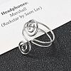 304 Stainless Steel Round Wrap Open Cuff Rings for Women Men RJEW-Z071-02B-P-2