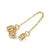 Brass Pave Clear Cubic Zirconia European Safety Chains with Charms KK-L236-15D-G-2