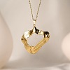 304 Stainless Steel Textured Hollow Pendant Necklaces for Women WG18037-04-1