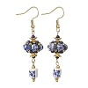 Handmade Flower Printed Porcelain Dangle Earrings EJEW-MZ00751-2