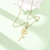 304 Stainless Steel Rose Flower Pendant Cable Chain Necklaces for Men Women NJEW-K308-05C-G-2