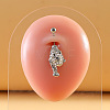 316L Surgical Stainless Steel Pave Cubic Zirconia Enamel Dangle Curved Barbell Belly Rings FS-WGB5546-09-2