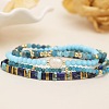 4Pcs 4 Styles Gemstone & Glass & Seed Beads & Brass Beads Stretch Bracelets LN0017-1-3