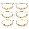 6Pcs Alloy & Glass Seed Bead Braided Bracelets BJEW-DC00025-1