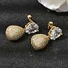 Brass Clear Cubic Zirconia Dangle Stud Earrings EJEW-A162-04G-2