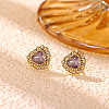 Brass Micro Pave Cubic Zirconia Stud Earrings CU-CBA2AB4-01G-2