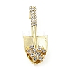 Shovel Alloy Rhinestone Brooch Pins JEWB-P029-01G-1