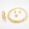 Woven Pattern Alloy with Rhinestone Chain Necklaces & Stud Earrings & Bangles & Rings Sets FS-WG1F788-01-1
