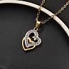 304 Stainless Steel Crystal Rhinestone Heart Pendant Cable Chain Necklaces for Women NJEW-Z056-01E-G-3