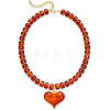 Resin and Plastic Heart Pendant Rondelle Beaded Necklaces with Alloy End Chains FS-WG415CE-05-1