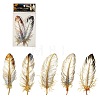 Feather 5Pcs PET Self-Adhesive Stickers PW-WGFA1BB-02-1