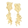 Horse Brass Dangle Stud Earrings EJEW-D352-03G-02-4