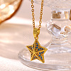 Ocean Brass Pave Blue Cubic Zirconia Pendant Necklaces WG5C2ED-01-2