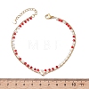 Bohemian Handmade Faceted Rondelle Glass Beaded Chains & 304 Stainless Steel Cable Chain 2-Strand Anklets for Women AJEW-AN00780-5