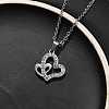 304 Stainless Steel Crystal Rhinestone Heart Pendant Cable Chain Necklaces for Women NJEW-Z056-01A-P-3