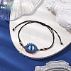 Adjustable Evil Eye Glass Seed Beads Link Nylon Cord Braided Bracelets BJEW-MZ00085-2