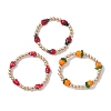 3Pcs Lampwork & Non-magnetic Synthetic Hematite Beaded Stretch Bracelets for Women BJEW-JB12943-1