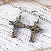 Printed Both Sides Wood Dangle Earrings FS-WGB0329-01-3