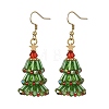Christmas Brass with Glass Seed Beads Dangle Earrings EJEW-MZ00823-2