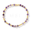 Natural Amethyst & Brass Beads Stretch Bracelets fore Women JB5530-3-1
