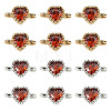 12Pcs 2 Colors Brass Pave Cubic Zirconia Heart Links Connector Charms KK-TA0003-48G-1