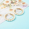 Natural Pearl Beads Brass Hoop Earrings EJEW-JE04565-4