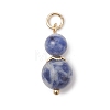 3Pcs 3 Styles Dyed Natural Quartz & Blue Spot Jasper & Lapis Lazuli Round Beaded Pendants PALLOY-JF04701-01-3
