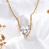 304 Stainless Steel Cubic Zirconia Heart Pendant Necklaces NJEW-Z057-04C-G-2