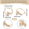 4Pcs Brass Micro Pave Clear Cubic Zirconia Cuff Ring Setting KK-BBC0008-81-2