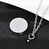 304 Stainless Steel Flat Round Pendant Pet Urn Ashes Necklaces NJEW-S455-01P-5