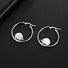 304 Stainless Steel Hedgehog Beaded Hoop Earrings EJEW-F320-02P-5