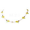 3Pcs 3 Colors Faceted Round Natural Red Jasper & Dyed White Jade & Agate & Flower Handmade Millefiori Glass & Glass Seed Beaded Necklaces for Women NJEW-MZ00150-3
