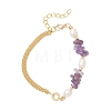 Natural Gemstone Chip Beads Link Bracelets BJEW-JB12884-4