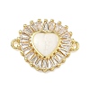 Brass Pave Clear Cubic Zirconia Connector Charms KK-A293-12G-04-1