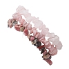 3Pcs Natural Rose Quartz & Natural Rhodonite & Natural Pink Opal Chip Beaded Stretch Bracelet Sets BJEW-JB10858-3