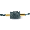Natural Jadeite Adjustable Cowhide Leather Cord Slider Bracelets with Brass Slider Beads BJEW-N041-06A-2