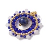 Natural Lapis Lazuli & Rose Quartz & Glass Seed Beaded Woven Pendants PALLOY-MZ00366-04-3