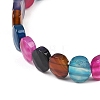Dyed & Heated Natural Agate Oval Beaded Stretch Bracelet G-E010-01-16-2